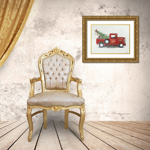 Santas Tree Farm   Gold Ornate Wood Framed Art Print with Double Matting by House Fenway