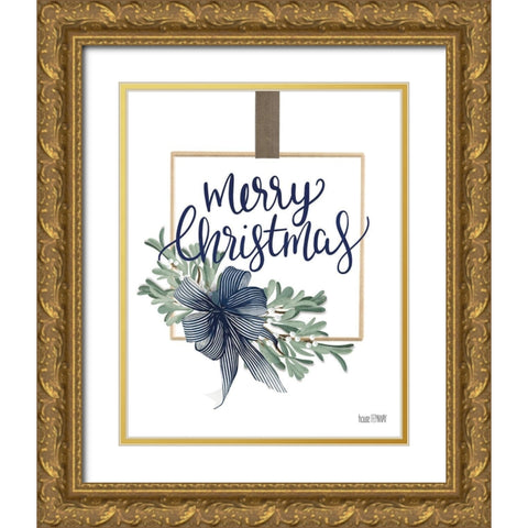 Merry Christmas Mistletoe I Gold Ornate Wood Framed Art Print with Double Matting by House Fenway