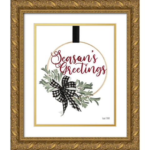 Seasons Greetings   Gold Ornate Wood Framed Art Print with Double Matting by House Fenway