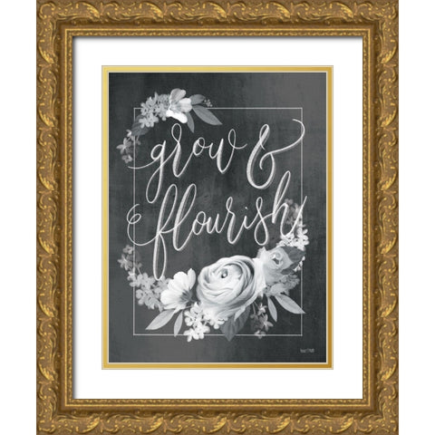 Grow and Flourish Gold Ornate Wood Framed Art Print with Double Matting by House Fenway