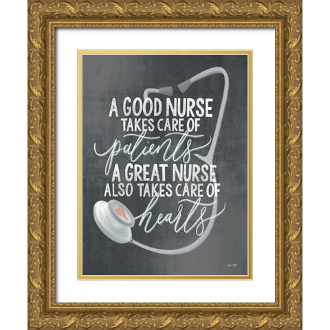 A Nurses Heart Gold Ornate Wood Framed Art Print with Double Matting by House Fenway