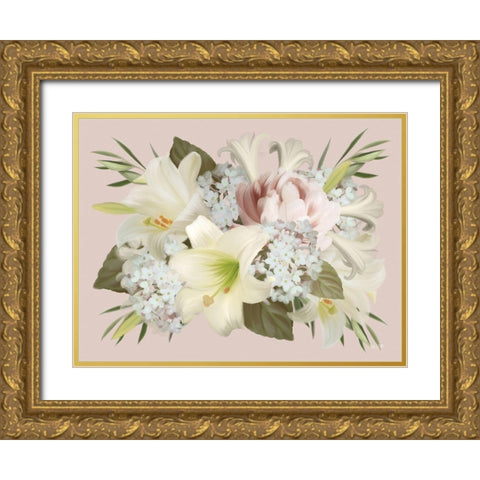 Spring Lily Floral Gold Ornate Wood Framed Art Print with Double Matting by House Fenway