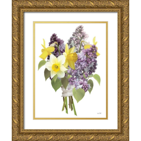 Lilacs and Daffodils Gold Ornate Wood Framed Art Print with Double Matting by House Fenway