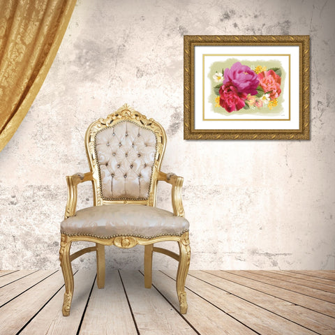 Summer Citrus Floral I Gold Ornate Wood Framed Art Print with Double Matting by House Fenway