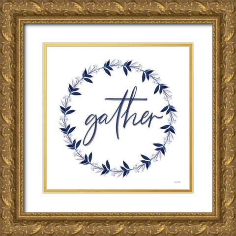 Gather Wreath Gold Ornate Wood Framed Art Print with Double Matting by House Fenway