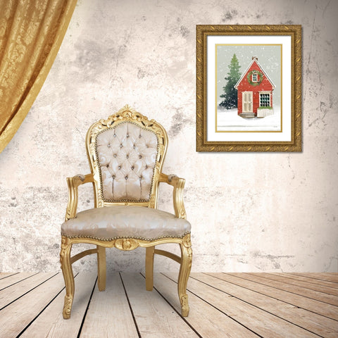 Home for Christmas Gold Ornate Wood Framed Art Print with Double Matting by House Fenway