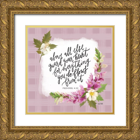 Guard Your Heart Gold Ornate Wood Framed Art Print with Double Matting by House Fenway