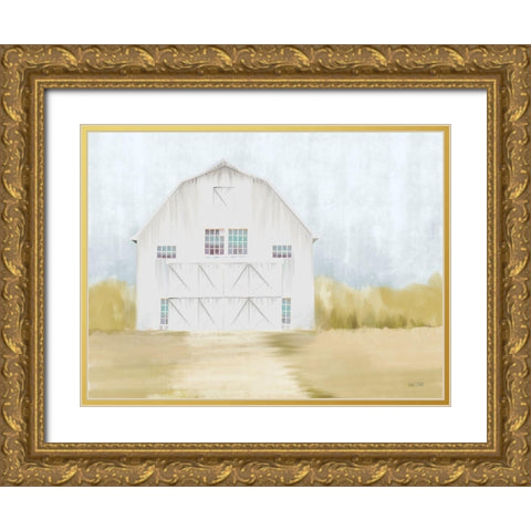 Autumn Barn    Gold Ornate Wood Framed Art Print with Double Matting by House Fenway