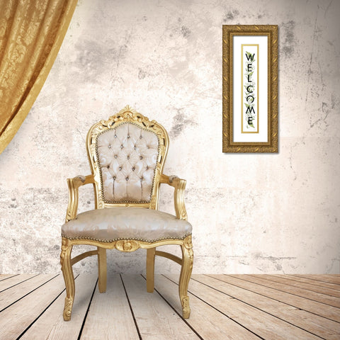 Welcome Sign II Gold Ornate Wood Framed Art Print with Double Matting by House Fenway