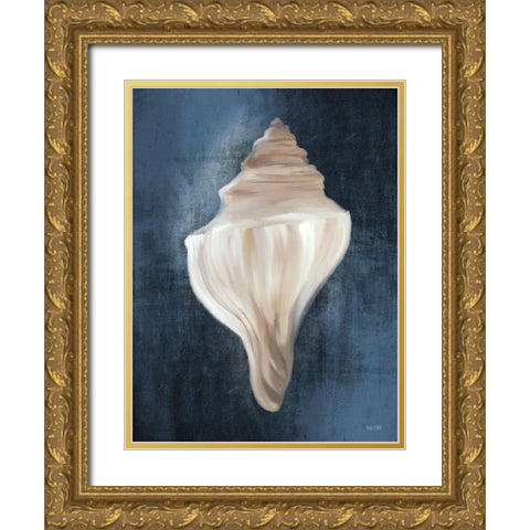 Conch Shell Blues I Gold Ornate Wood Framed Art Print with Double Matting by Malkowski, Melissa