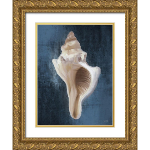 Conch Shell Blues II Gold Ornate Wood Framed Art Print with Double Matting by Malkowski, Melissa
