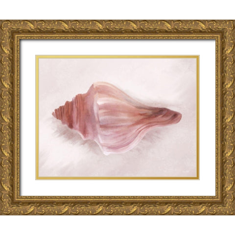 Conch Shell Blush I Gold Ornate Wood Framed Art Print with Double Matting by House Fenway