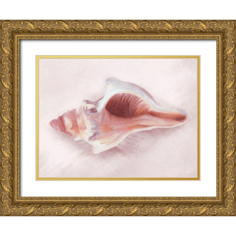 Conch Shell Blush II Gold Ornate Wood Framed Art Print with Double Matting by House Fenway