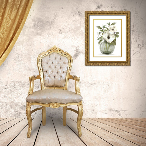 Botanical Posies Gold Ornate Wood Framed Art Print with Double Matting by House Fenway