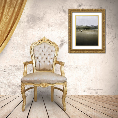 Countryside Flock Gold Ornate Wood Framed Art Print with Double Matting by House Fenway