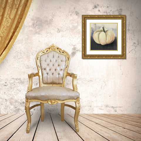 White Rustic Pumpkin Gold Ornate Wood Framed Art Print with Double Matting by House Fenway