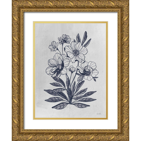 Vintage Blues II   Gold Ornate Wood Framed Art Print with Double Matting by House Fenway