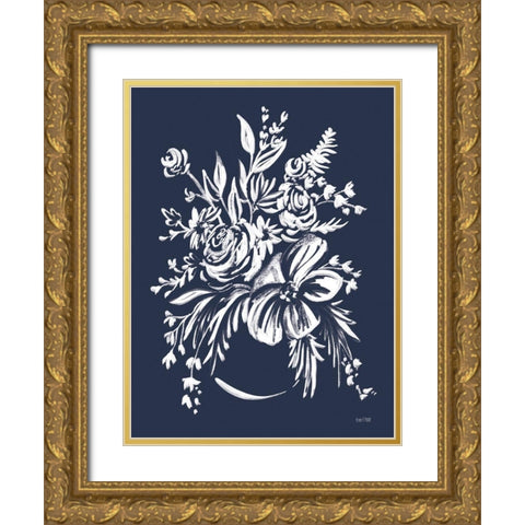 Blues in Blossom I    Gold Ornate Wood Framed Art Print with Double Matting by House Fenway