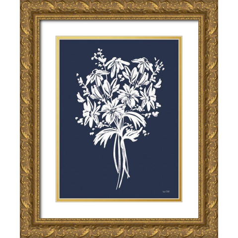 Blues in Blossom III Gold Ornate Wood Framed Art Print with Double Matting by House Fenway