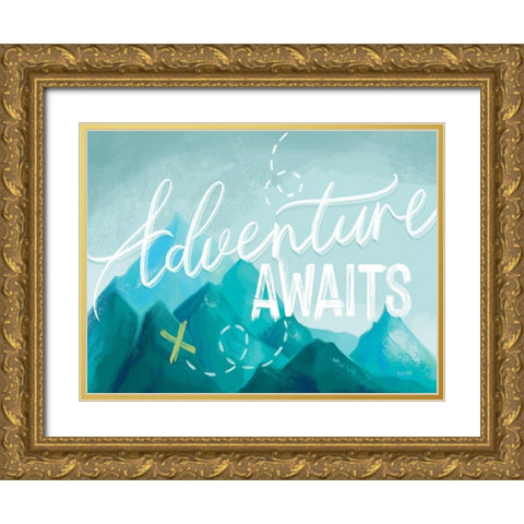 Adventure Awaits II Gold Ornate Wood Framed Art Print with Double Matting by House Fenway