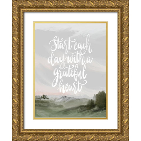 Start Each Day Gold Ornate Wood Framed Art Print with Double Matting by House Fenway