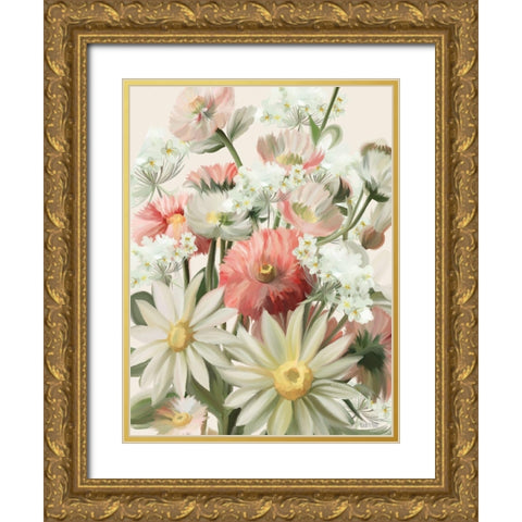 Summer Wildflowers Gold Ornate Wood Framed Art Print with Double Matting by House Fenway