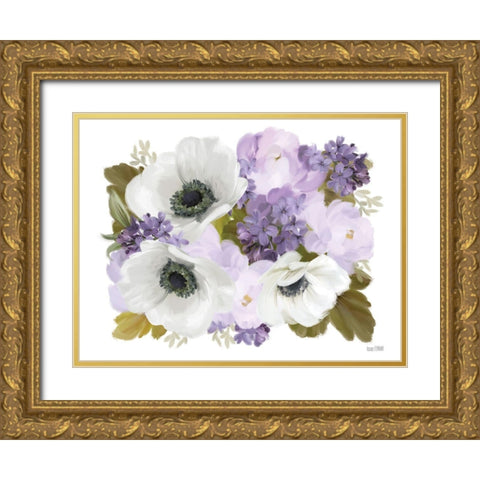 Lilacs and Anemones Gold Ornate Wood Framed Art Print with Double Matting by House Fenway