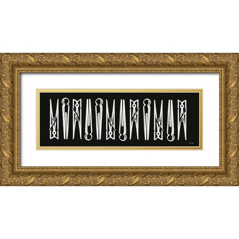 Laundry Clothespins Gold Ornate Wood Framed Art Print with Double Matting by House Fenway