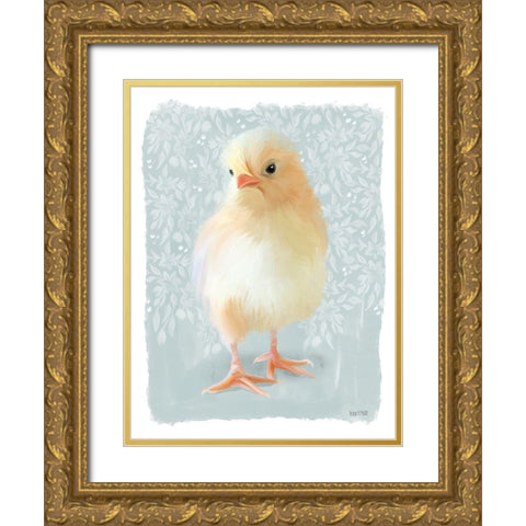 Spring Chick I Gold Ornate Wood Framed Art Print with Double Matting by House Fenway