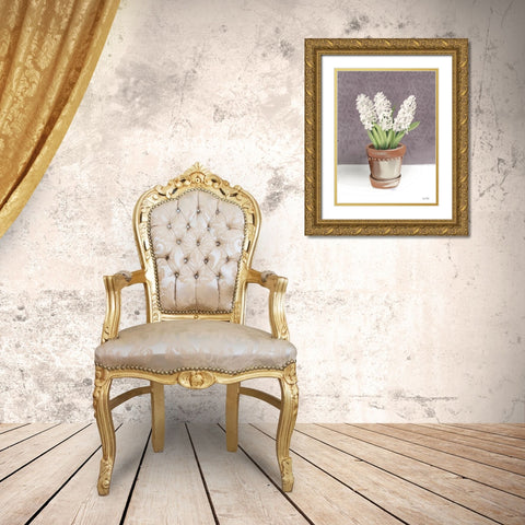 House Hyacinth Plant Gold Ornate Wood Framed Art Print with Double Matting by House Fenway