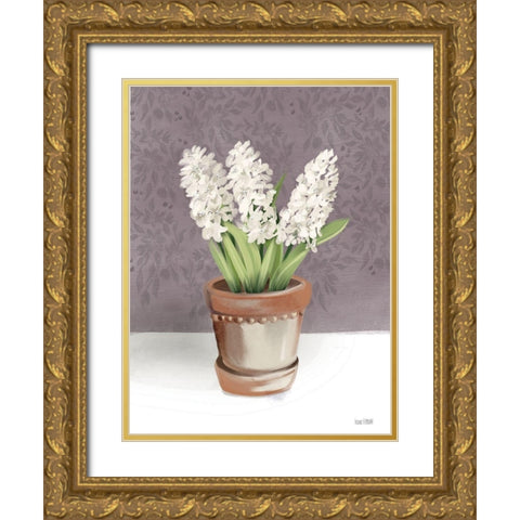 House Hyacinth Plant Gold Ornate Wood Framed Art Print with Double Matting by House Fenway