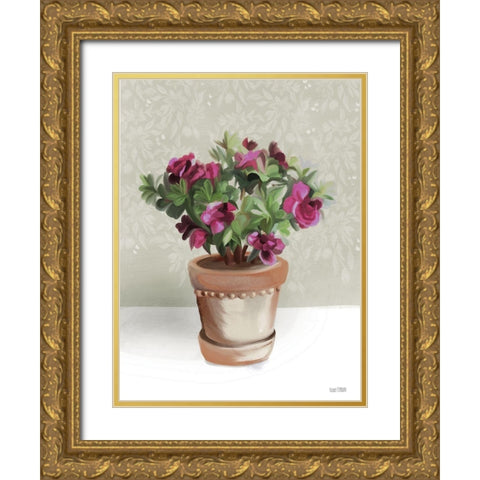 House Begonia Plant Gold Ornate Wood Framed Art Print with Double Matting by House Fenway