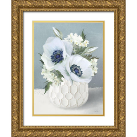 Anemones in Blue II Gold Ornate Wood Framed Art Print with Double Matting by House Fenway