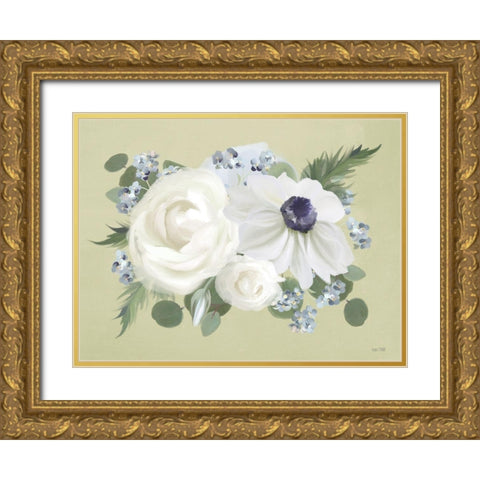 Anemone in Sage II Gold Ornate Wood Framed Art Print with Double Matting by House Fenway