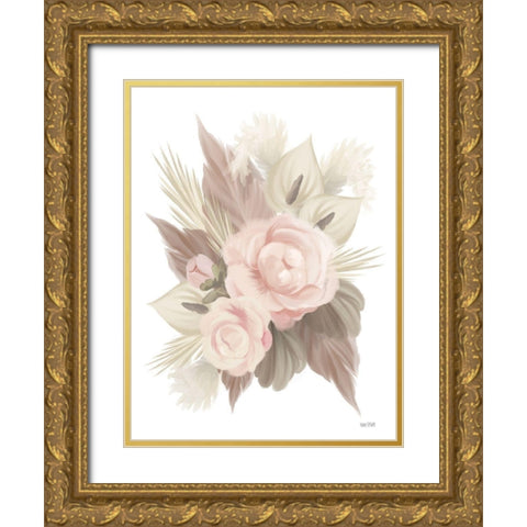 Bohemian Bouquet Gold Ornate Wood Framed Art Print with Double Matting by House Fenway