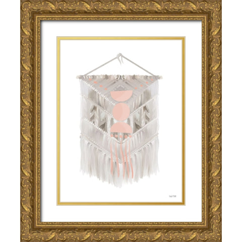 Pink Bohemian Macrame Gold Ornate Wood Framed Art Print with Double Matting by House Fenway