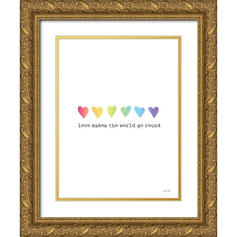 Love Makes the World Go Round Gold Ornate Wood Framed Art Print with Double Matting by House Fenway
