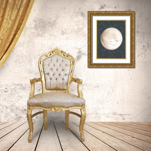Happy Little Moon II   Gold Ornate Wood Framed Art Print with Double Matting by House Fenway