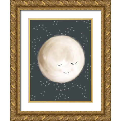 Happy Little Moon II   Gold Ornate Wood Framed Art Print with Double Matting by House Fenway