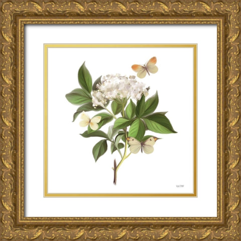 Wildflowers and Butterflies II Gold Ornate Wood Framed Art Print with Double Matting by House Fenway