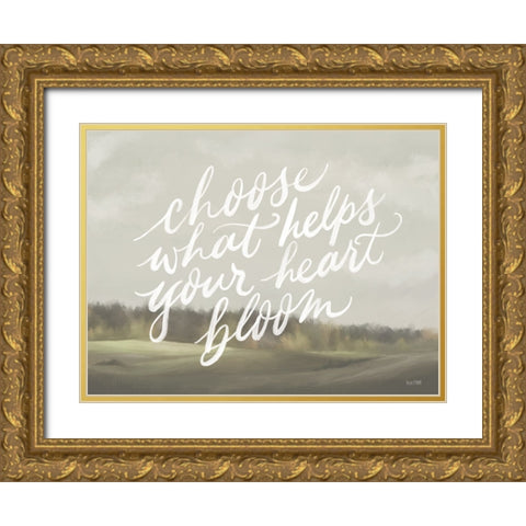 Helps Your Heart Bloom Gold Ornate Wood Framed Art Print with Double Matting by House Fenway