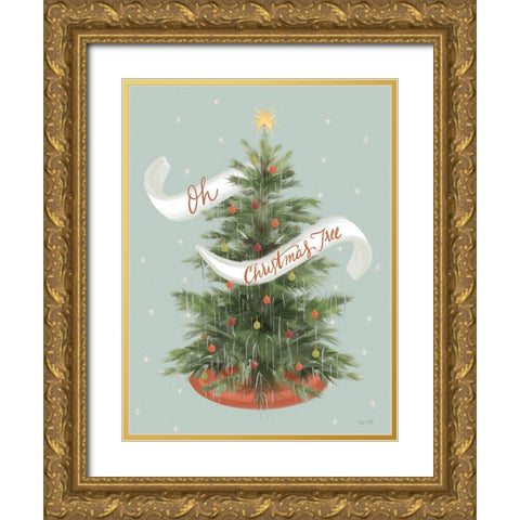 Oh Christmas Tree Gold Ornate Wood Framed Art Print with Double Matting by House Fenway