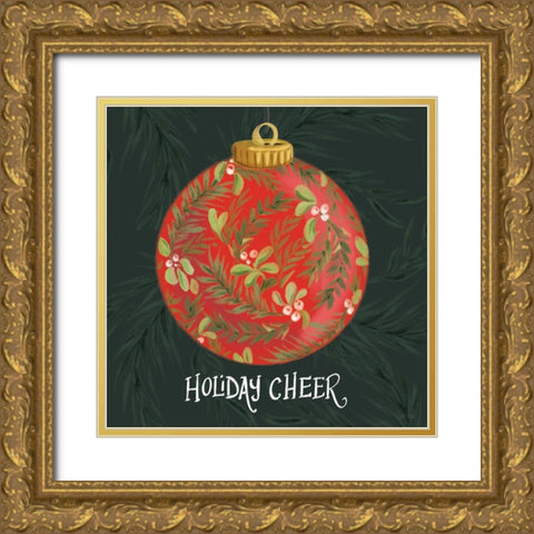 Holiday Cheer Gold Ornate Wood Framed Art Print with Double Matting by House Fenway