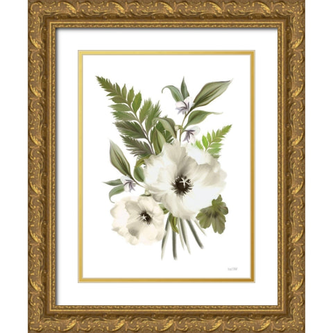Fern Botanical in White Gold Ornate Wood Framed Art Print with Double Matting by House Fenway