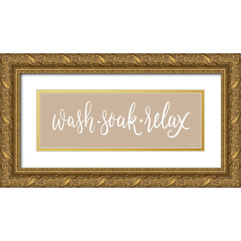 Wash, Soak, Relax Gold Ornate Wood Framed Art Print with Double Matting by House Fenway