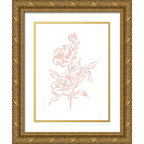 Roses in Rough Gold Ornate Wood Framed Art Print with Double Matting by House Fenway