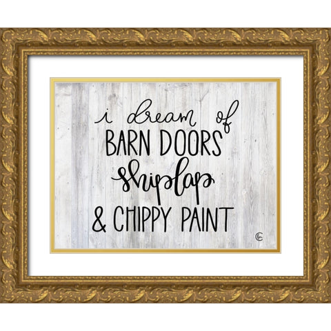 Farmhouse Dreams Gold Ornate Wood Framed Art Print with Double Matting by Fearfully Made Creations