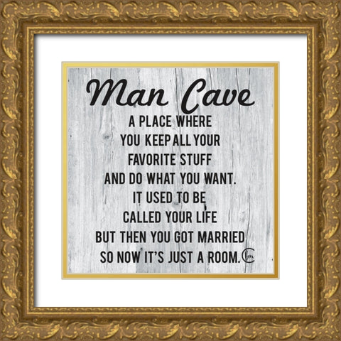 Man Cave Gold Ornate Wood Framed Art Print with Double Matting by Fearfully Made Creations