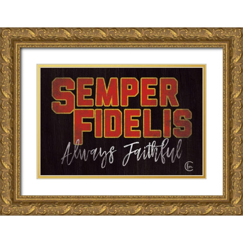 Semper Fidelis Gold Ornate Wood Framed Art Print with Double Matting by Fearfully Made Creations