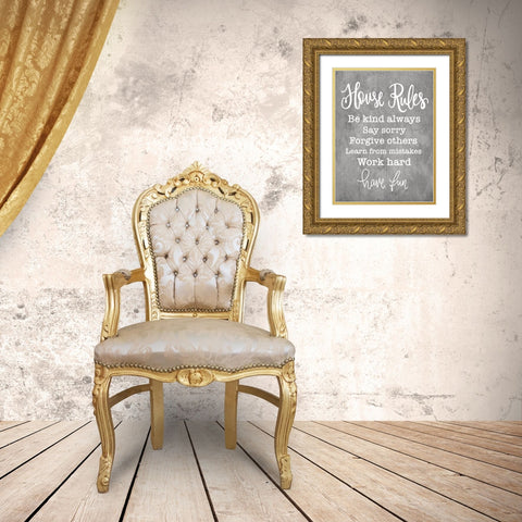 House Rules Gold Ornate Wood Framed Art Print with Double Matting by Fearfully Made Creations